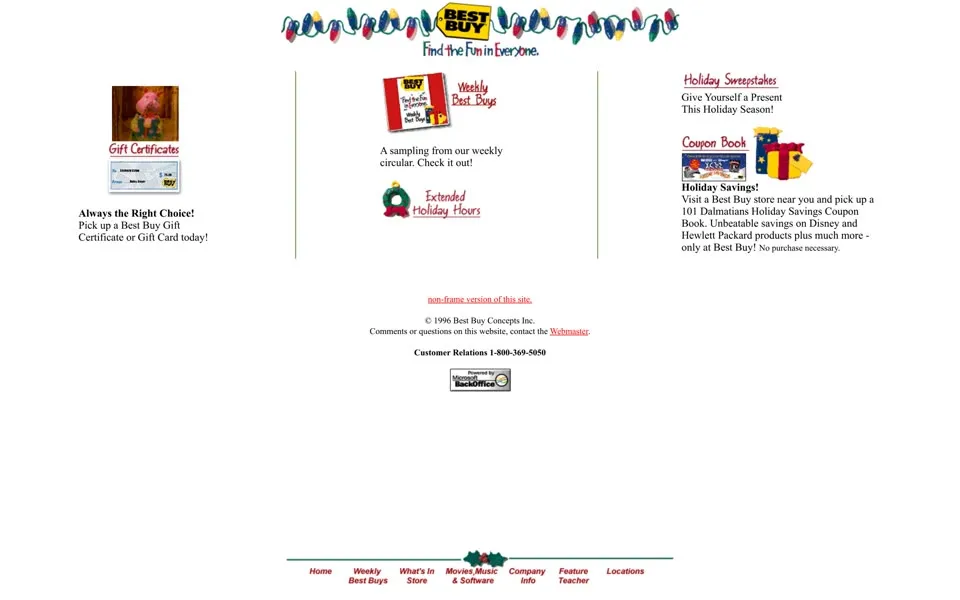 bestbuy.com homepage in 1996
