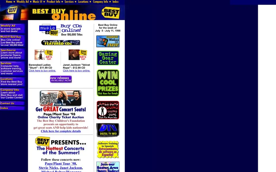 bestbuy.com homepage in 1998