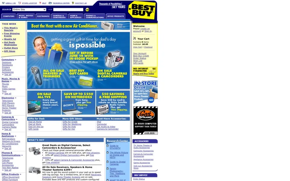 bestbuy.com homepage in 2005