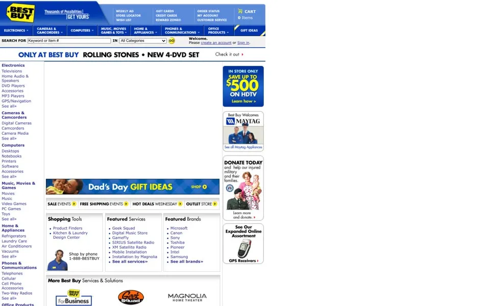 bestbuy.com homepage in 2007