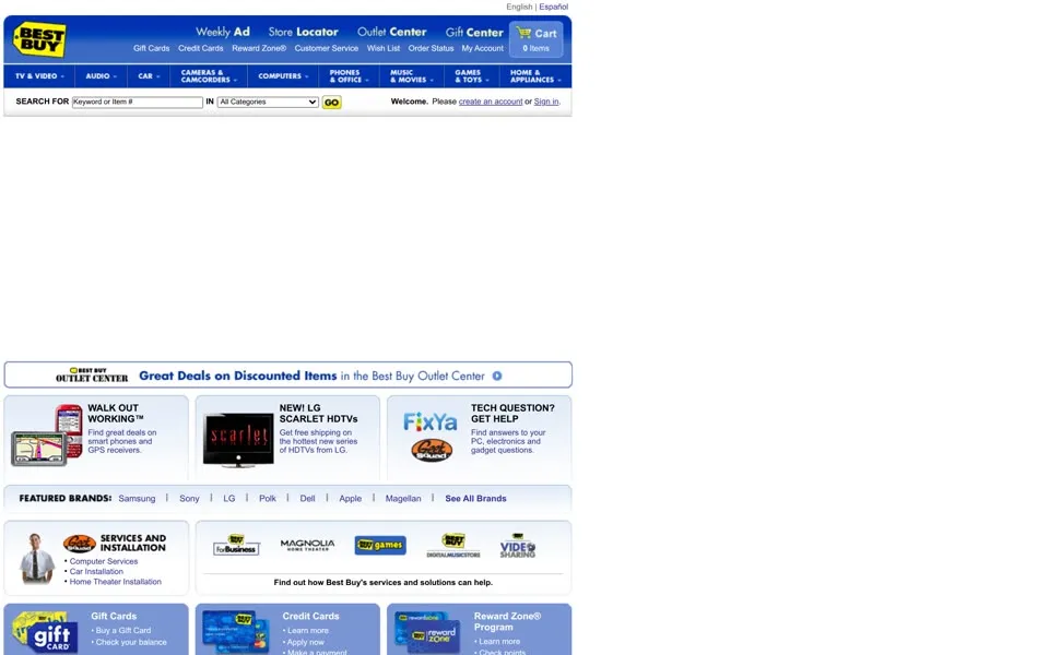 bestbuy.com homepage in 2008