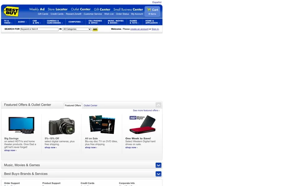 bestbuy.com homepage in 2009