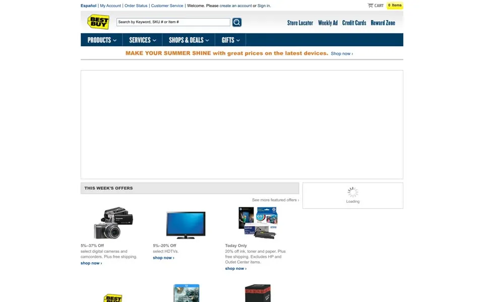 bestbuy.com homepage in 2011