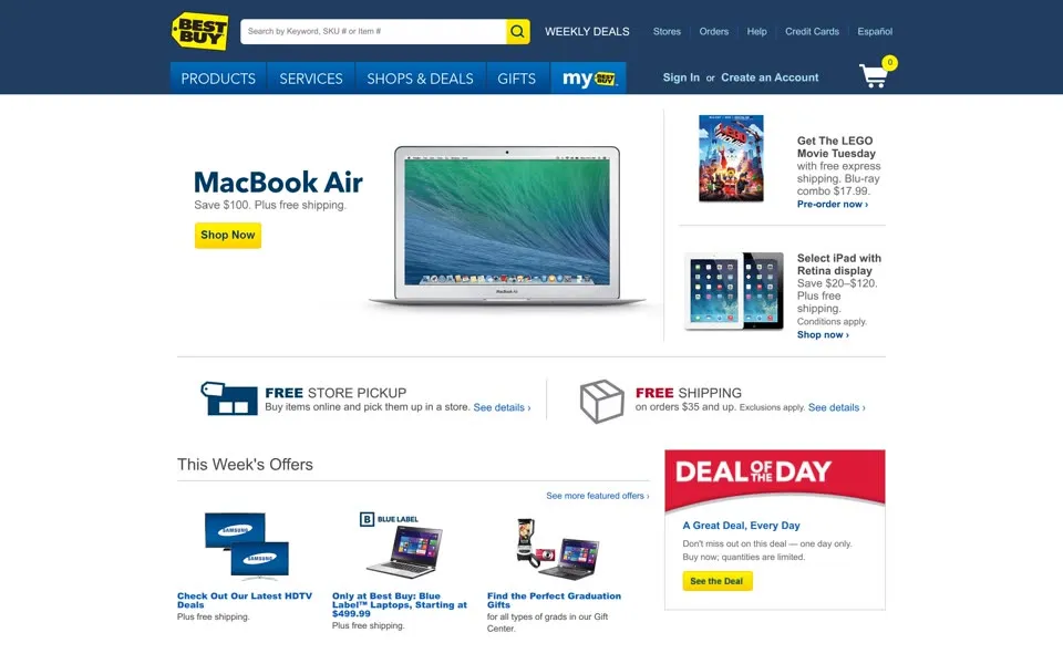 bestbuy.com homepage in 2014
