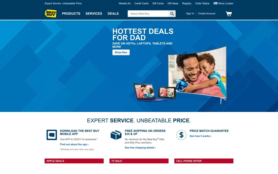 bestbuy.com homepage in 2016