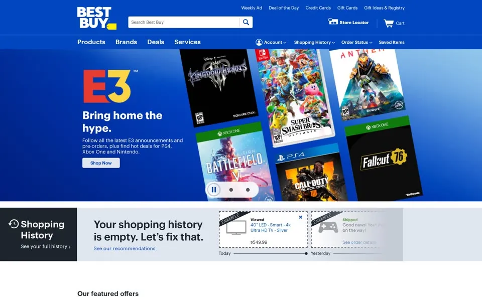 bestbuy.com homepage in 2018