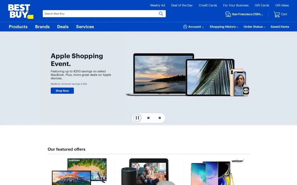 bestbuy.com homepage in 2019