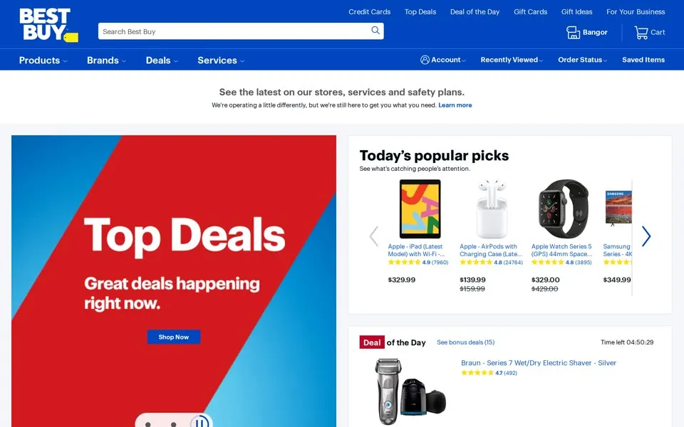 bestbuy.com homepage in 2020