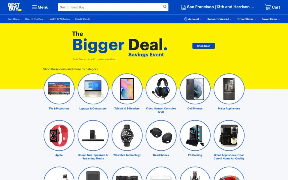 bestbuy.com homepage in 2021