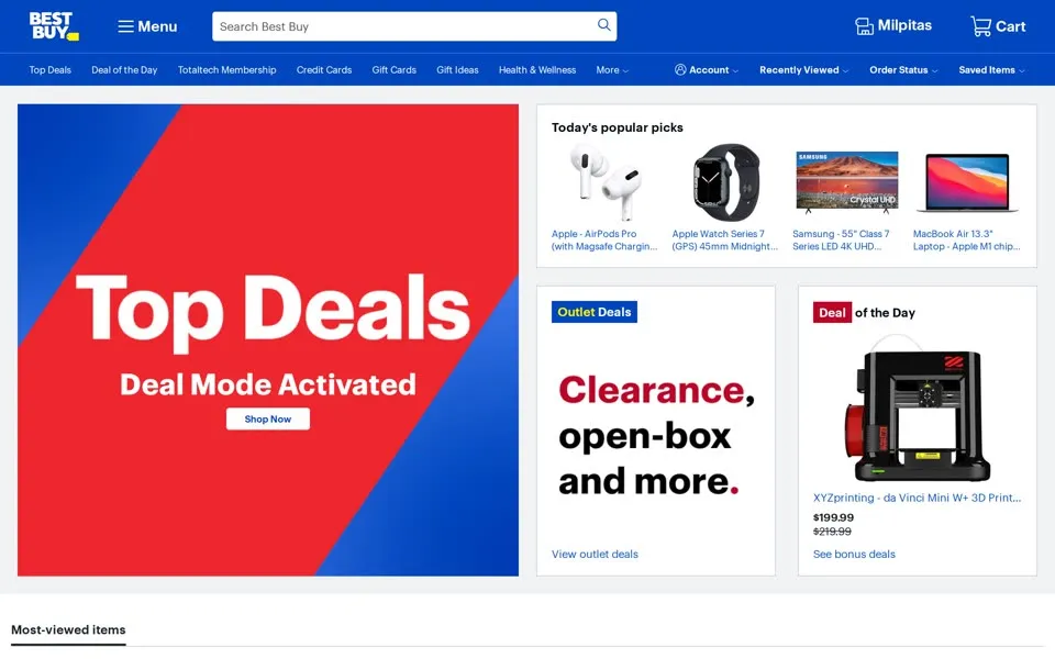 bestbuy.com homepage in 2022