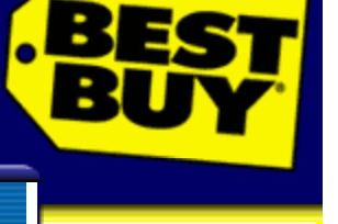 Best Buy logo on the 2004 bestbuy.com homepage: Bigger tag with a tilted wordmark, no .COM