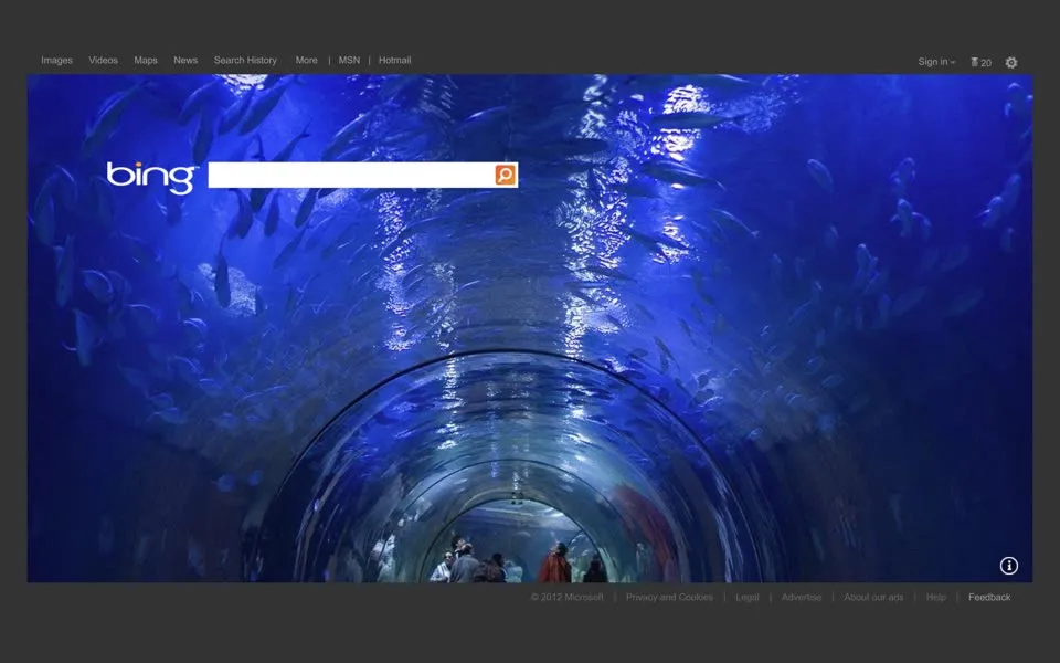 bing.com homepage in 2012