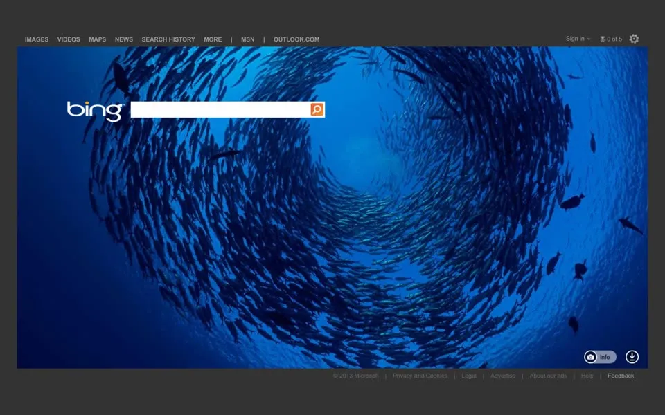 bing.com homepage in 2013