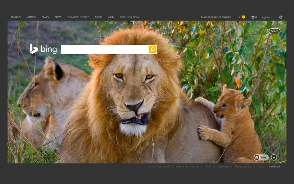 bing.com homepage in 2014