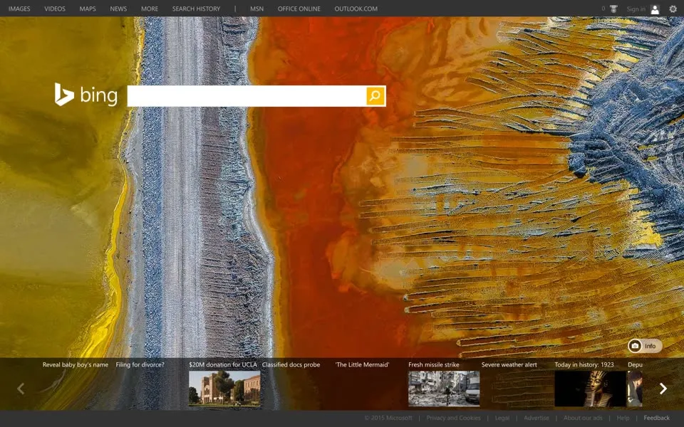bing.com homepage in 2015