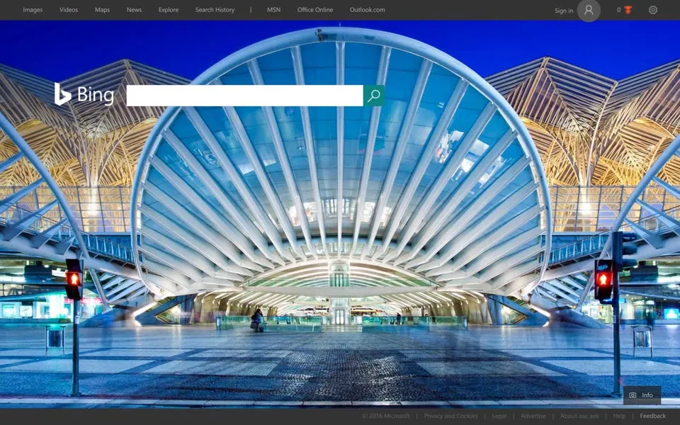 bing.com homepage in 2016