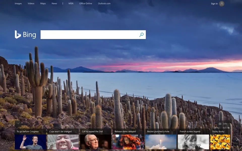 bing.com homepage in 2018