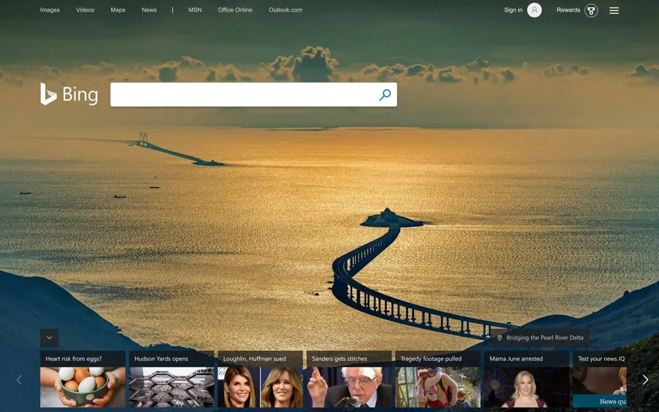 bing.com homepage in 2019