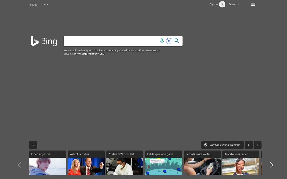 bing.com homepage in 2020