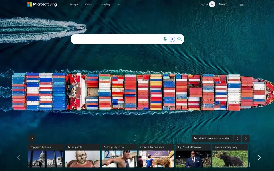 bing.com homepage in 2021