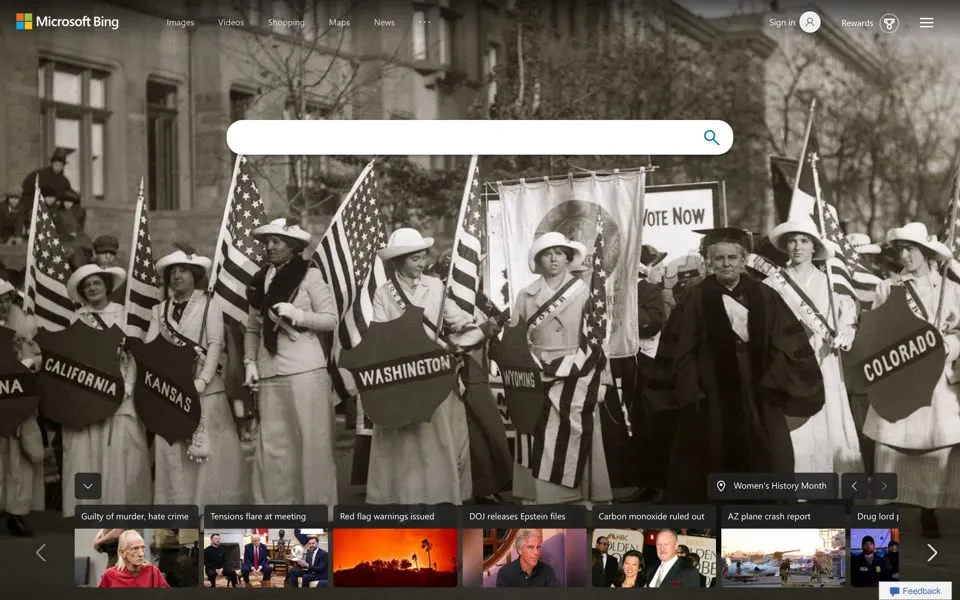 bing.com homepage in 2025
