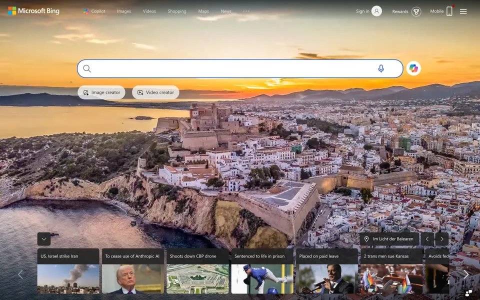 bing.com homepage in 2026