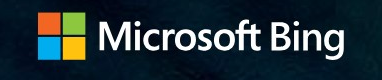 Bing logo on the 2021 bing.com homepage: The Microsoft four-square logo replaces the b symbol: 'Microsoft Bing'