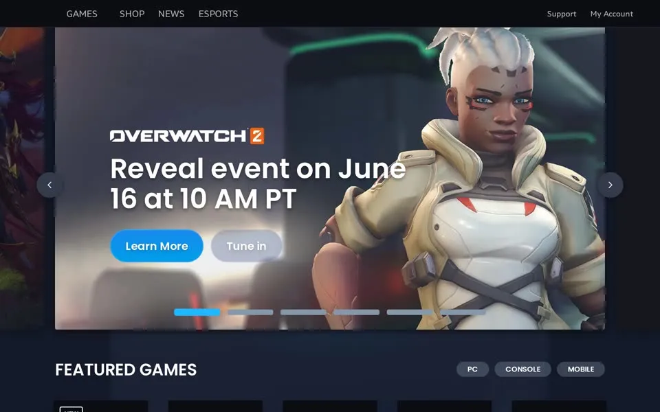 blizzard.com homepage in 2022