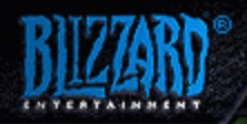 Blizzard Entertainment logo on the 2000 blizzard.com homepage: Blue wordmark drops the rectangular frame