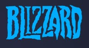 Blizzard Entertainment logo on the 2023 blizzard.com homepage: The Entertainment line disappears from the blue wordmark