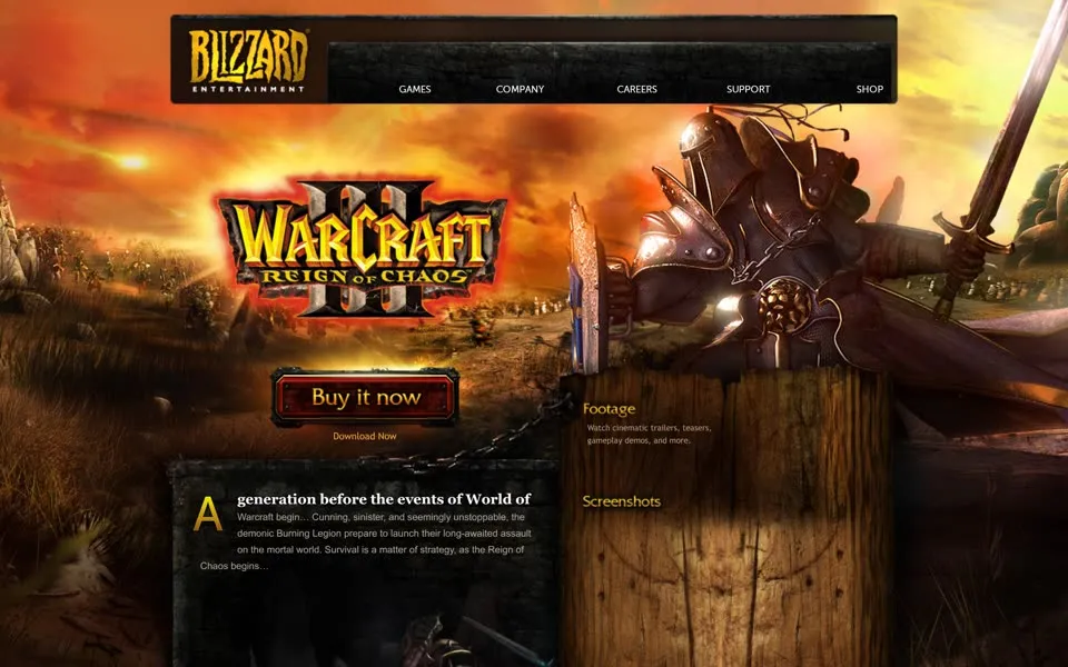 Warcraft III page on blizzard.com, January 18, 2019