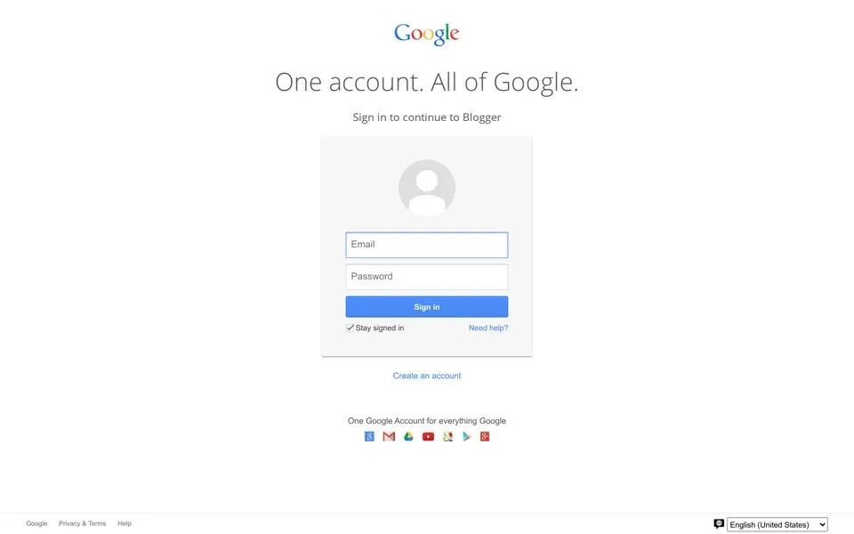 blogger.com homepage in 2014