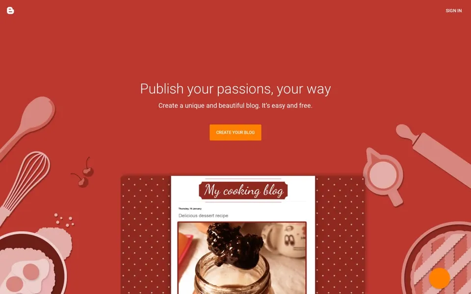 blogger.com homepage in 2020