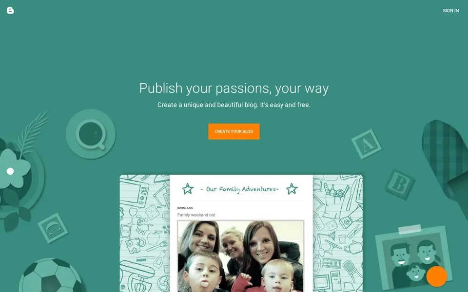 blogger.com homepage in 2021