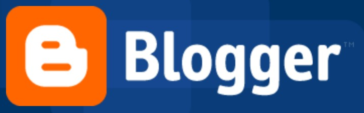 Blogger logo on the 2004 blogger.com homepage: Rounded orange tile beside a mixed-case white wordmark.