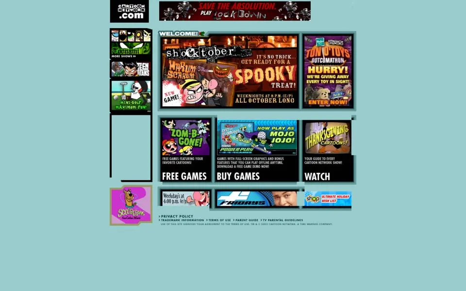 cartoonnetwork.com homepage in 2003