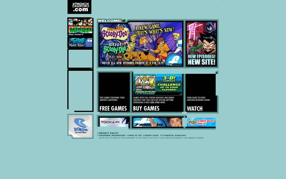 cartoonnetwork.com homepage in 2004
