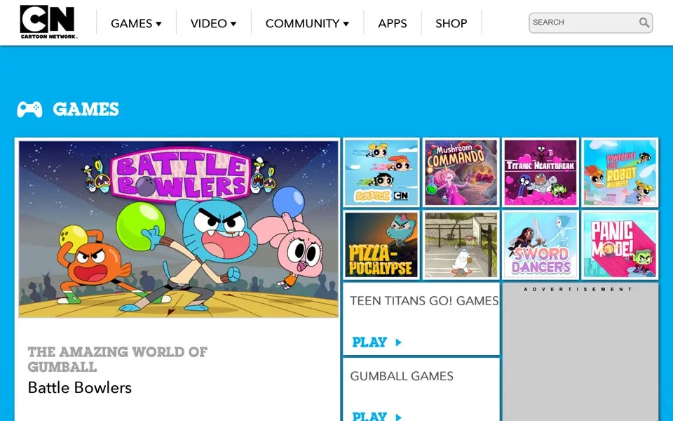 cartoonnetwork.com homepage in 2016