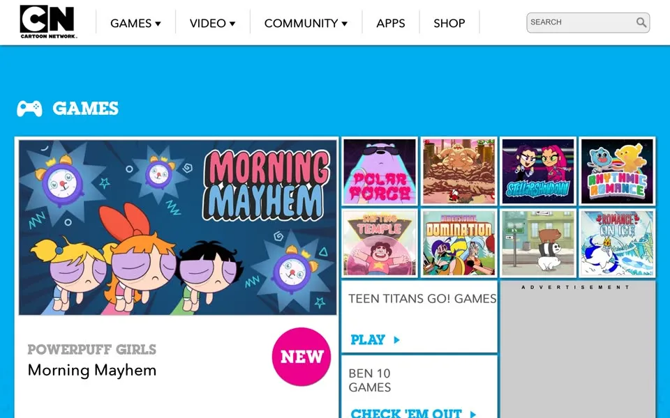 cartoonnetwork.com homepage in 2017