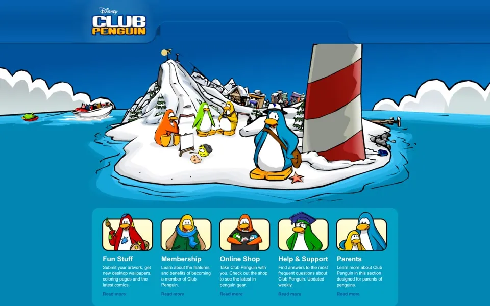 clubpenguin.com homepage in 2008