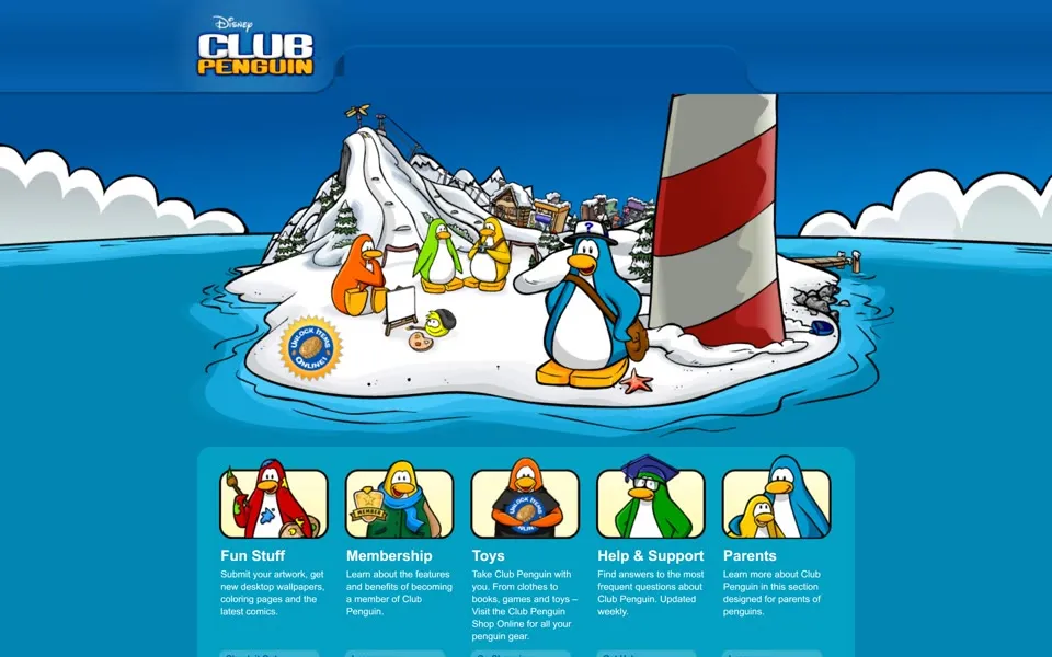 clubpenguin.com homepage in 2009