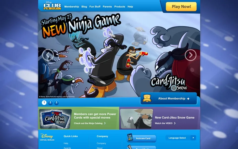 clubpenguin.com homepage in 2013