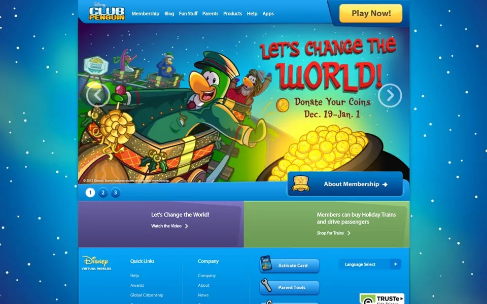clubpenguin.com homepage in 2014