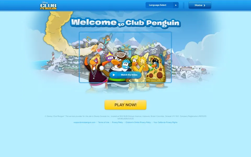 clubpenguin.com homepage in 2015