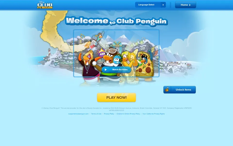 clubpenguin.com homepage in 2017