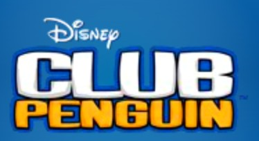 Club Penguin logo on the 2008 clubpenguin.com homepage: Disney script moves above the white and yellow wordmark