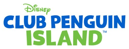 Club Penguin logo on the 2018 clubpenguin.com homepage: A blue wordmark adds green ISLAND lettering and green Disney script