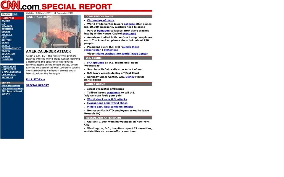 cnn.com homepage in 2001
