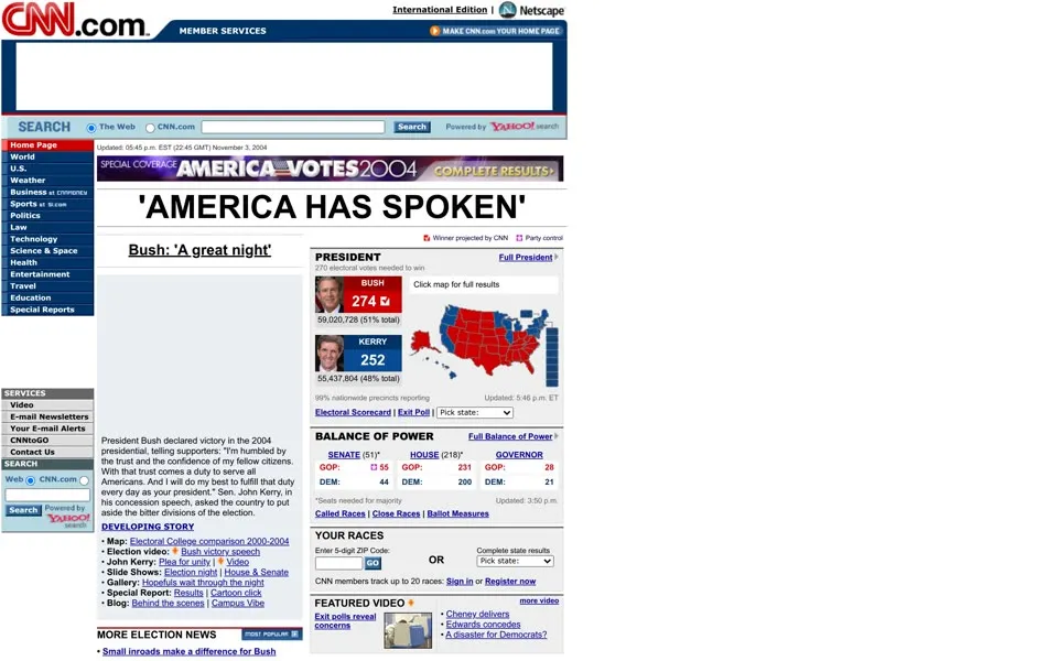 cnn.com homepage in 2004