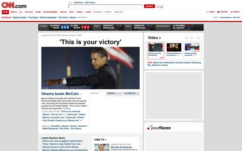 cnn.com homepage in 2008